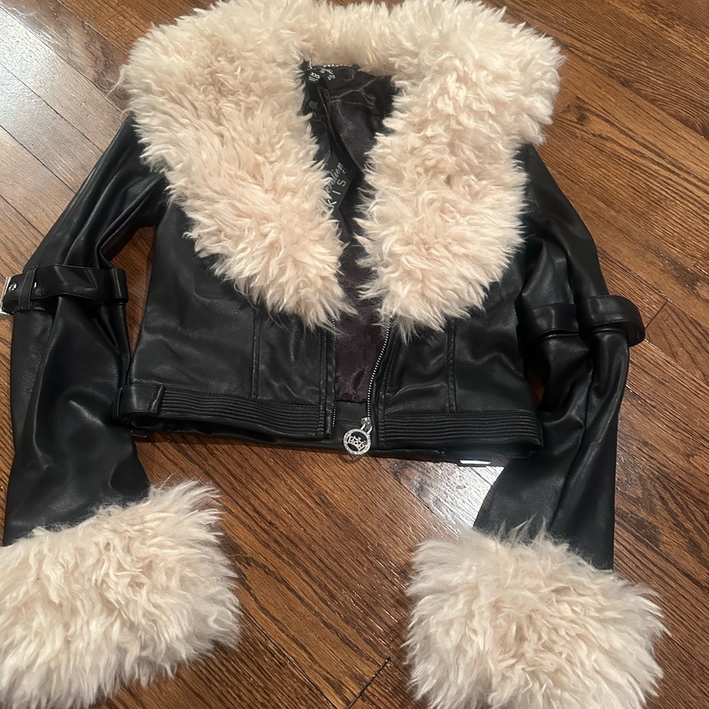 Dolls Kill generation kiss Covet Moto jacket with faux fur nwt xxs
